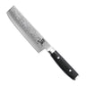 Yaxell Nakirimes Ran 16.5 cm 69 laags damaststaal met canvas Micarta heft, vrijstaand op witte achtergrond