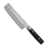Yaxell Nakirimes Zen 16.5 cm 37 laags damaststaal met canvas Micarta heft, vrijstaand op witte achtergrond