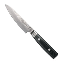 Yaxell Officemes Zen 12 cm 37 laags damaststaal met canvas Micarta heft, vrijstaand op witte achtergrond