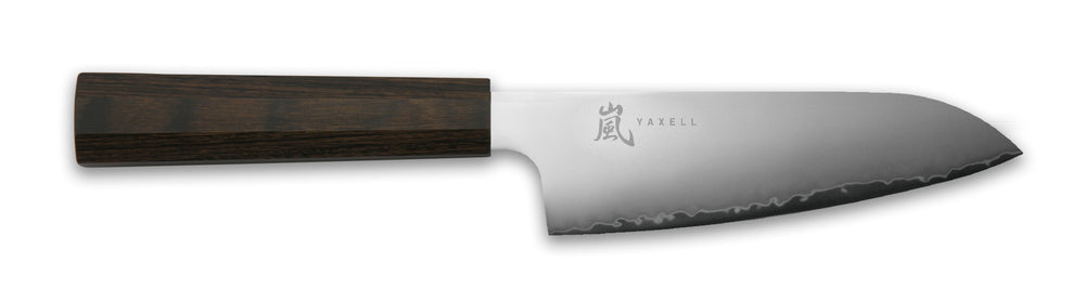 Yaxell Santokumes Hana 12.5 cm - 3 laags RVS - donkerbruin Pakkahouten heft