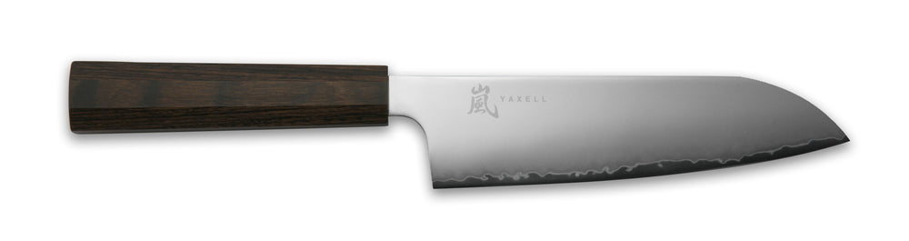 Yaxell Santokumes Hana 16.5 cm - 3 laags RVS - donkerbruin Pakkahouten heft