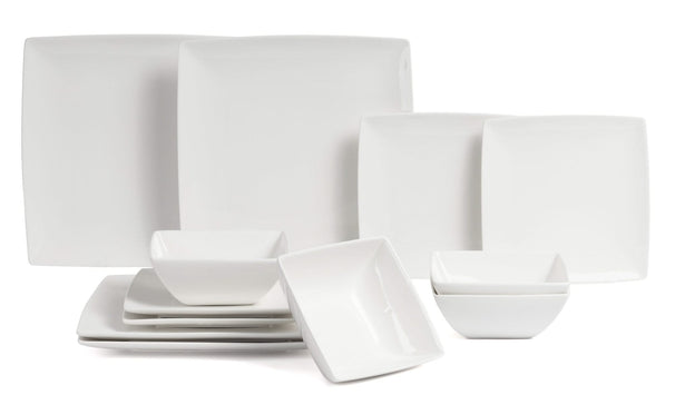 BonBistro Serviesset Yong Squito - Wit 12-delig / 4 personen - 4 dinerborden, 4 ontbijtborden en 4 kommen