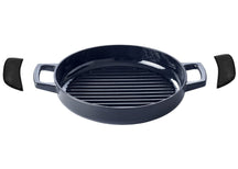 Alva Grillpan / Grillplaat Nori ø 28 cm + Gratis Leren Handvaten - geschikt voor alle warmtebronnen - geëmailleerde anti-aanbaklaag