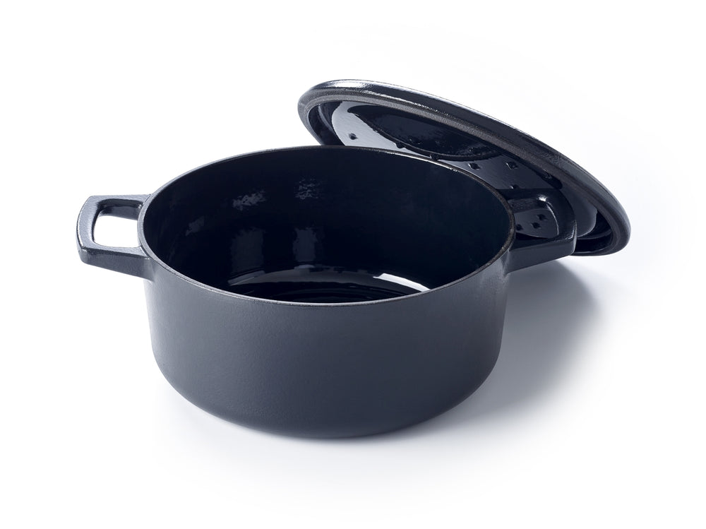 Alva Braadpan met deksel - Dutch Oven Nori Gietijzer ø 26 cm + Gratis handvaten - geëmailleerde anti-aanbaklaag