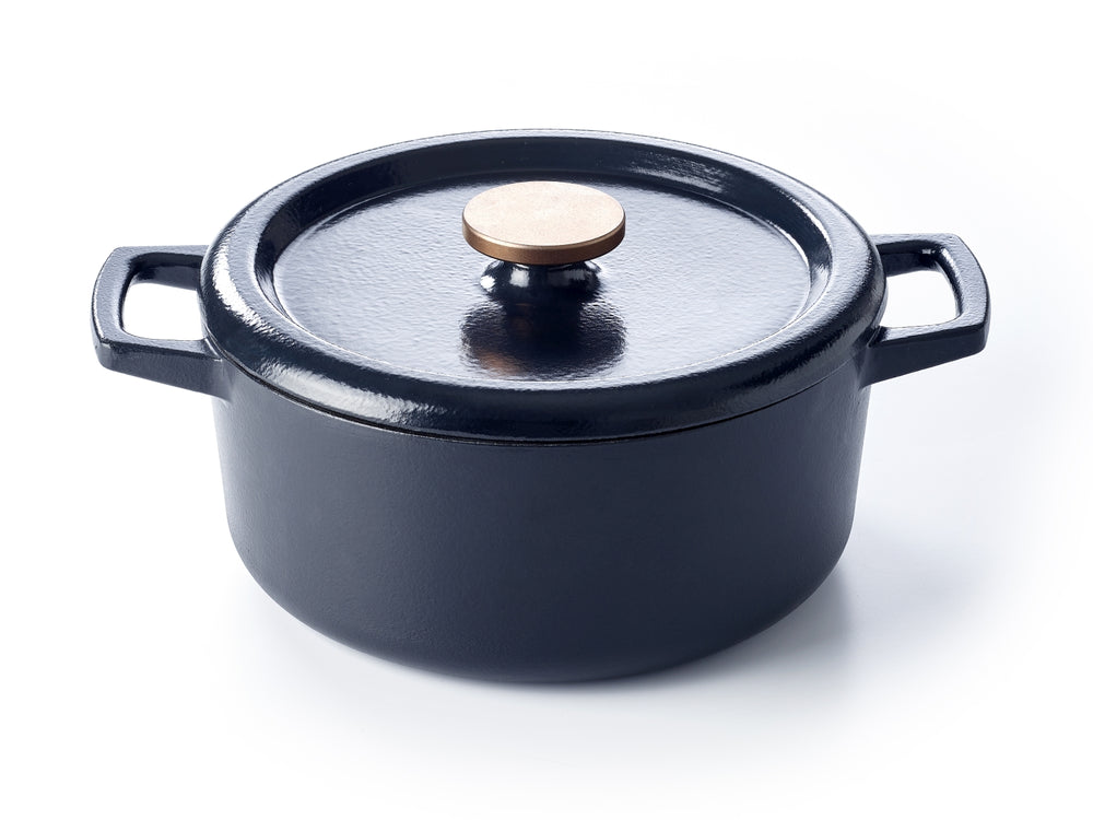 Alva Braadpan met deksel - Dutch Oven Nori Gietijzer ø 26 cm + Gratis handvaten - geëmailleerde anti-aanbaklaag