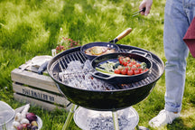 Alva Grillpan / Grillplaat Nori ø 28 cm + Gratis Leren Handvaten - geschikt voor alle warmtebronnen - geëmailleerde anti-aanbaklaag