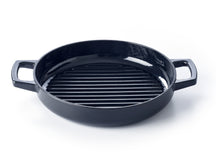 Alva Grillpan / Grillplaat Nori ø 28 cm + Gratis Leren Handvaten - geschikt voor alle warmtebronnen - geëmailleerde anti-aanbaklaag