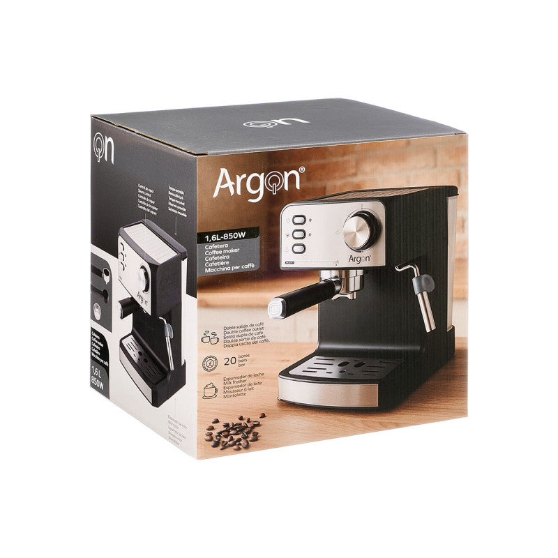 Argon Espressomachine / Pistonmachine RVS / Zwart - 20 Bar - 1.6 Liter