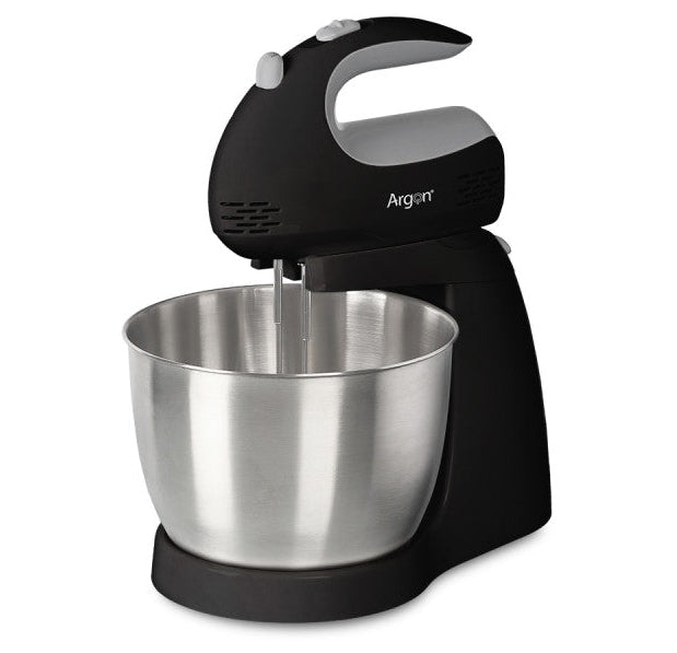 Argon Handmixer Zwart - met Standaard en RVS Mengkom - 300 W