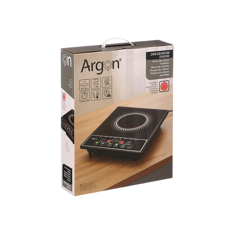 Argon Infrarood Kookplaat 1-Pits Zwart - Keramische Kookplaat - 2000 W