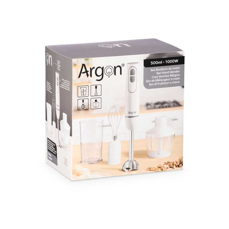 Argon Staafmixerset met Accessoires Wit - 1000 W