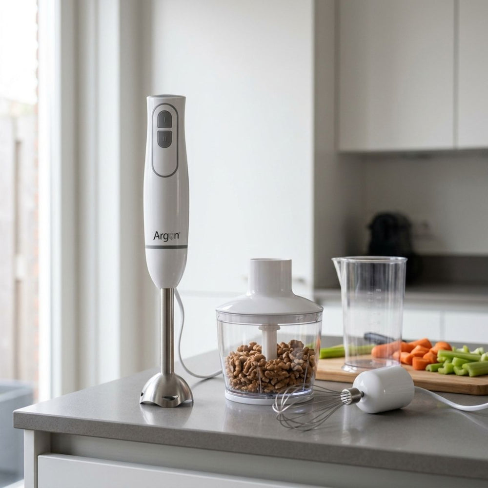 Argon Staafmixerset met Accessoires Wit - 1000 W