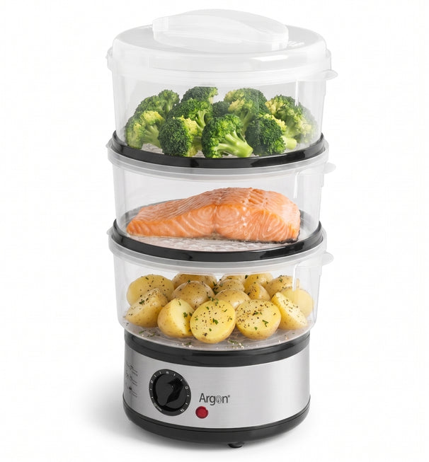 Argon Stoomkoker RVS - 3 Lagen - 2.5 Liter - 500 W