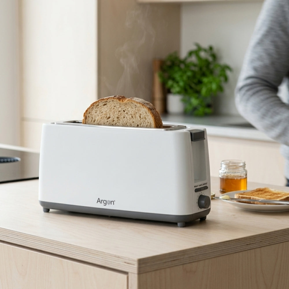 Argon Broodrooster Mat Wit - 1 Lange Sleuf - 900 W