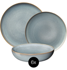 ASA Selection Serviesset Saisons - Denim 18 delig / 6 personen - 6 dinerborden, 6 ontbijtborden en 6 kommen