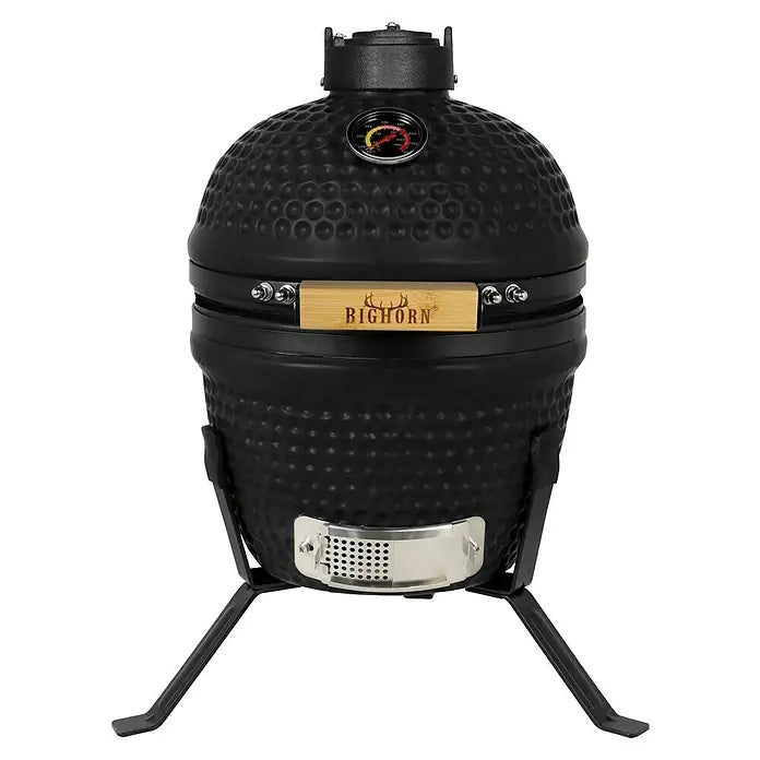Bighorn Barbecue Kamado Keramiek Mat Zwart - 13 Inch - Houtskool BBQ - Incl. Pizzasteen - 27 cm