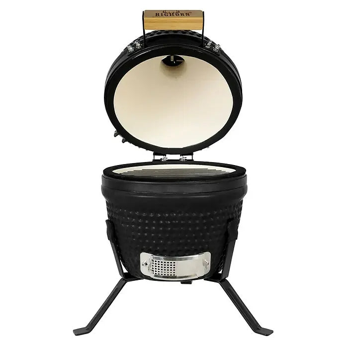 Bighorn Barbecue Kamado Keramiek Mat Zwart - 13 Inch - Houtskool BBQ - Incl. Pizzasteen - 27 cm