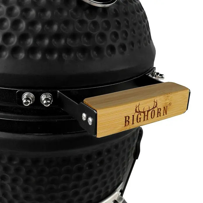 Bighorn Barbecue Kamado Keramiek Mat Zwart - 13 Inch - Houtskool BBQ - Incl. Pizzasteen - 27 cm