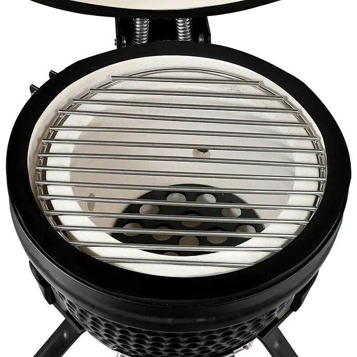 Bighorn Barbecue Kamado Keramiek Mat Zwart - 13 Inch - Houtskool BBQ - Incl. Pizzasteen - 27 cm