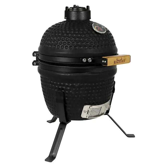 Bighorn Barbecue Kamado Keramiek Mat Zwart - 13 Inch - Houtskool BBQ - Incl. Pizzasteen - 27 cm