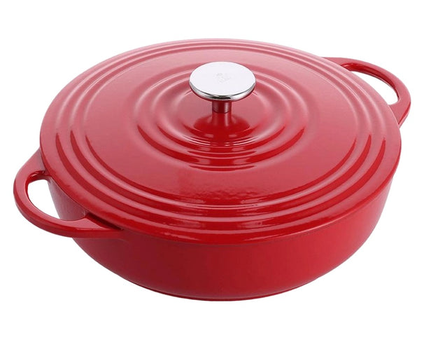 BK Lage Braadpan Bourgogne Chili Red Gietijzer ø 28 cm - geëmailleerde anti-aanbaklaag