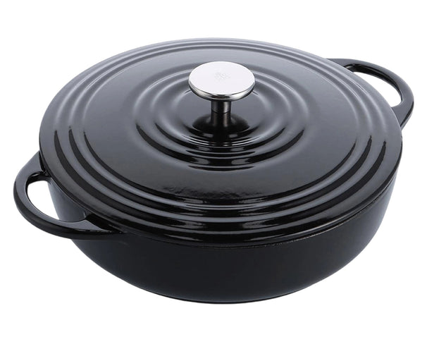 BK Lage Braadpan Bourgogne Jet Black Gietijzer ø 28 cm - geëmailleerde anti-aanbaklaag