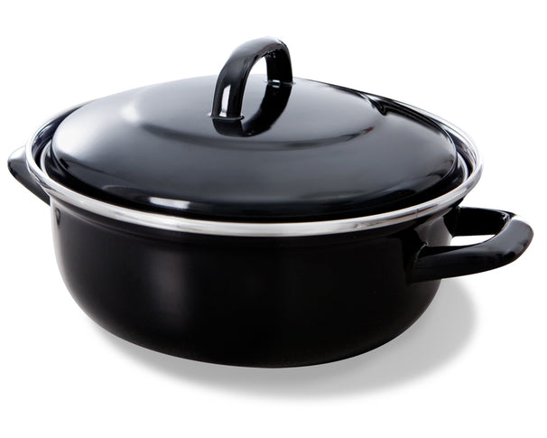 BK Braadpan Fortalit Emaille Zwart ø 22 cm / 2 Liter - geëmailleerde anti-aanbaklaag