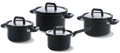 BK Pannenset Flow Cool Zwart 4-delig - RVS - Kookpan ø 16, 18, 20 cm & Steelpan ø 16 cm