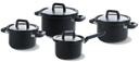 BK Pannenset Flow Cool Zwart 4-delig - RVS - Kookpan ø 16, 18, 20 cm & Steelpan ø 16 cm