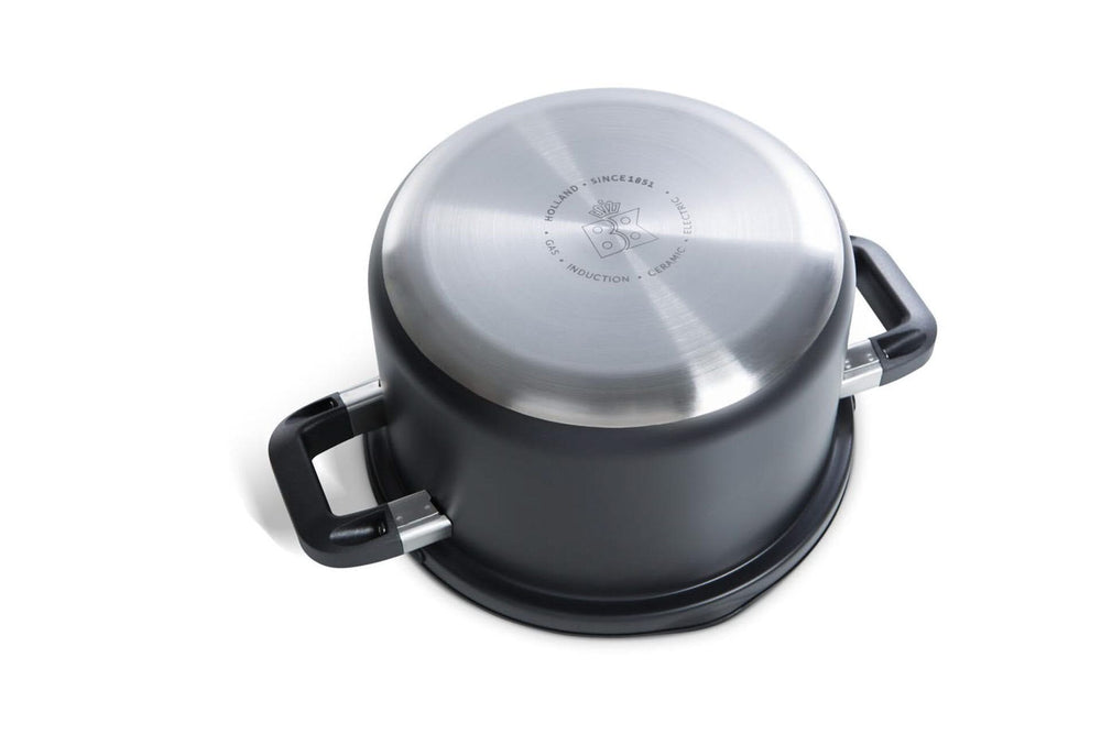 BK Pannenset Flow Cool Zwart 4-delig - RVS - Kookpan ø 16, 18, 20 cm & Steelpan ø 16 cm