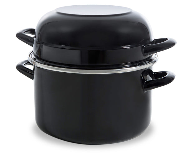 BK Mosselpan Fortalit Emaille Zwart ø 22 cm / 5 Liter - geëmailleerde anti-aanbaklaag