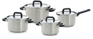 BK Pannenset Flow Cool RVS 4-delig - Kookpan ø 16, 18 & 20 cm & Steelpan ø 16 cm