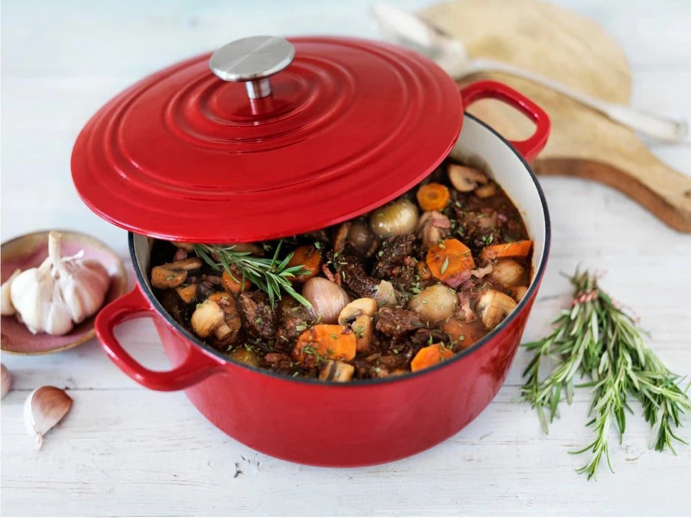 BK Braadpan Bourgogne Chili Red Gietijzer ø 26 cm / 5.3 Liter - geëmailleerde anti-aanbaklaag