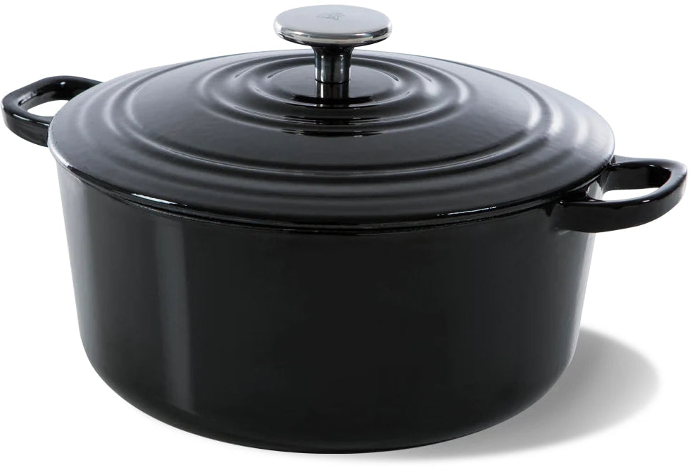 BK Pannenset Bourgogne Jet Black Gietijzer 3-delig - Braadpan ø 24, 28 cm & Grillpan 26x26 cm - geschikt voor alle warmtebronnen