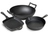 Blackwell Pannenset Gietijzer 3-Delig Grillpan 23 x 23 cm, Koekenpan ø 25 cm & Wok ø 32 cm - geschikt voor alle warmtebronnen - zonder anti-aanbaklaag