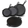 Blackwell Pannenset Gietijzer 4-Delig Koekenpan 16, 20 & 25 cm & Grillplaat ø 30 cm - geschikt voor alle warmtebronnen - zonder anti-aanbaklaag
