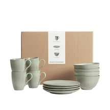 Broste Copenhagen Ontbijtset Nordic Marsh 12-delig / 4 personen - 4 ontbijtborden, 4 kommen en 4 kopjes