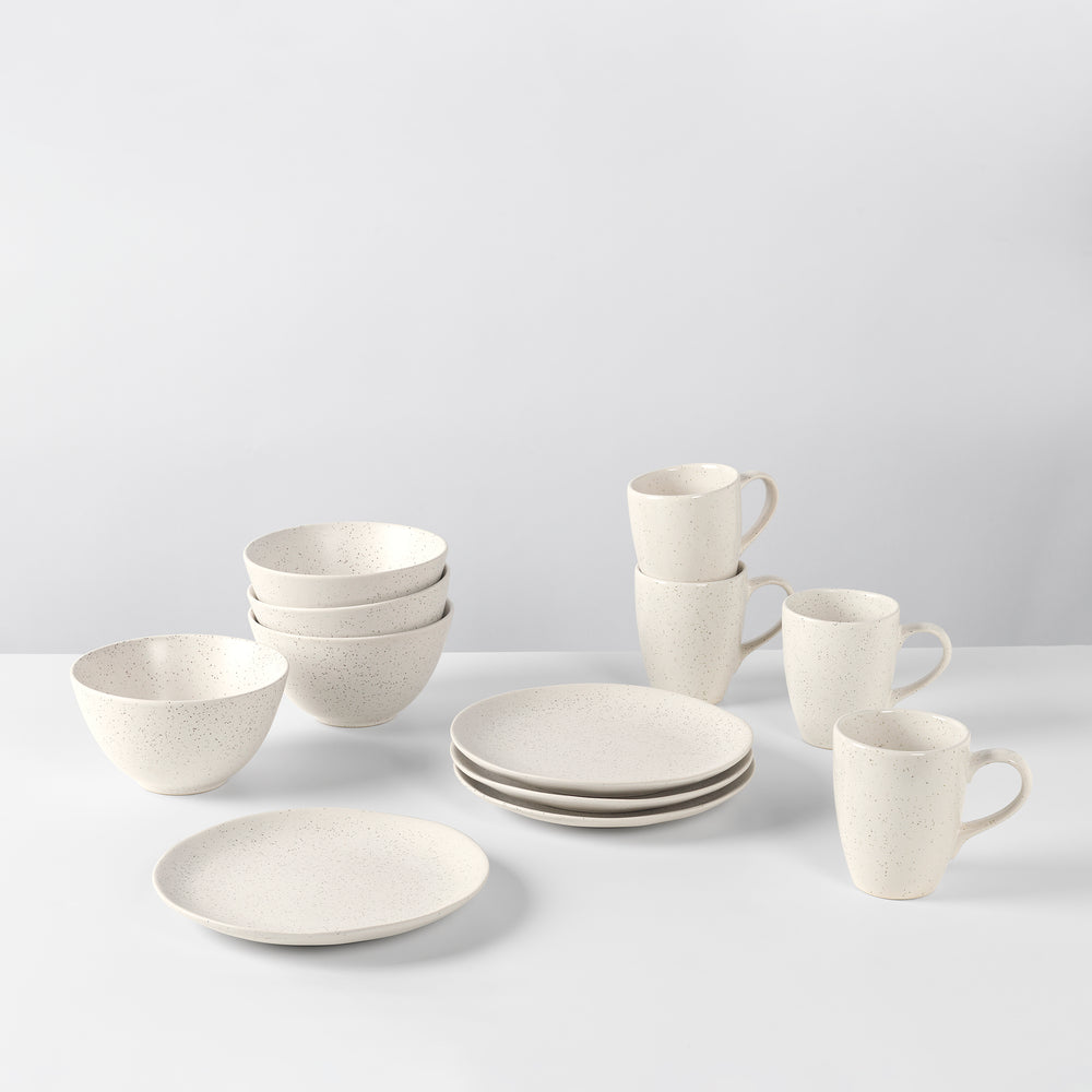 Broste Copenhagen Ontbijtset Nordic Vanilla 12-delig / 4 personen - 4 ontbijtborden, 4 kommen en 4 kopjes