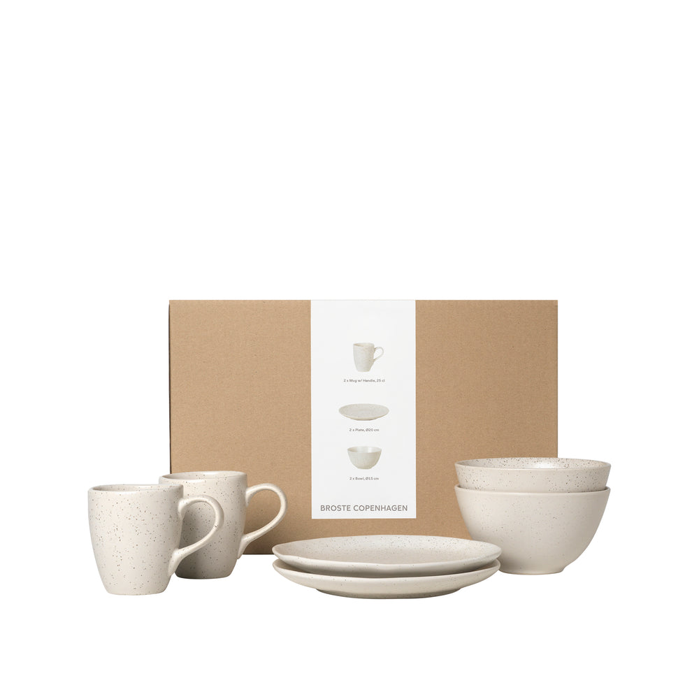 Broste Copenhagen Ontbijtset Nordic Vanilla 6-delig / 2 personen - 2 ontbijtborden, 2 kommen en 2 kopjes