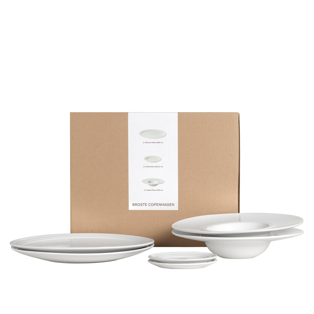 Broste Copenhagen Pastaset Stevns 6-delig / 2 personen - 2 dinerborden, 2 pastaborden en 2 kleine bordjes