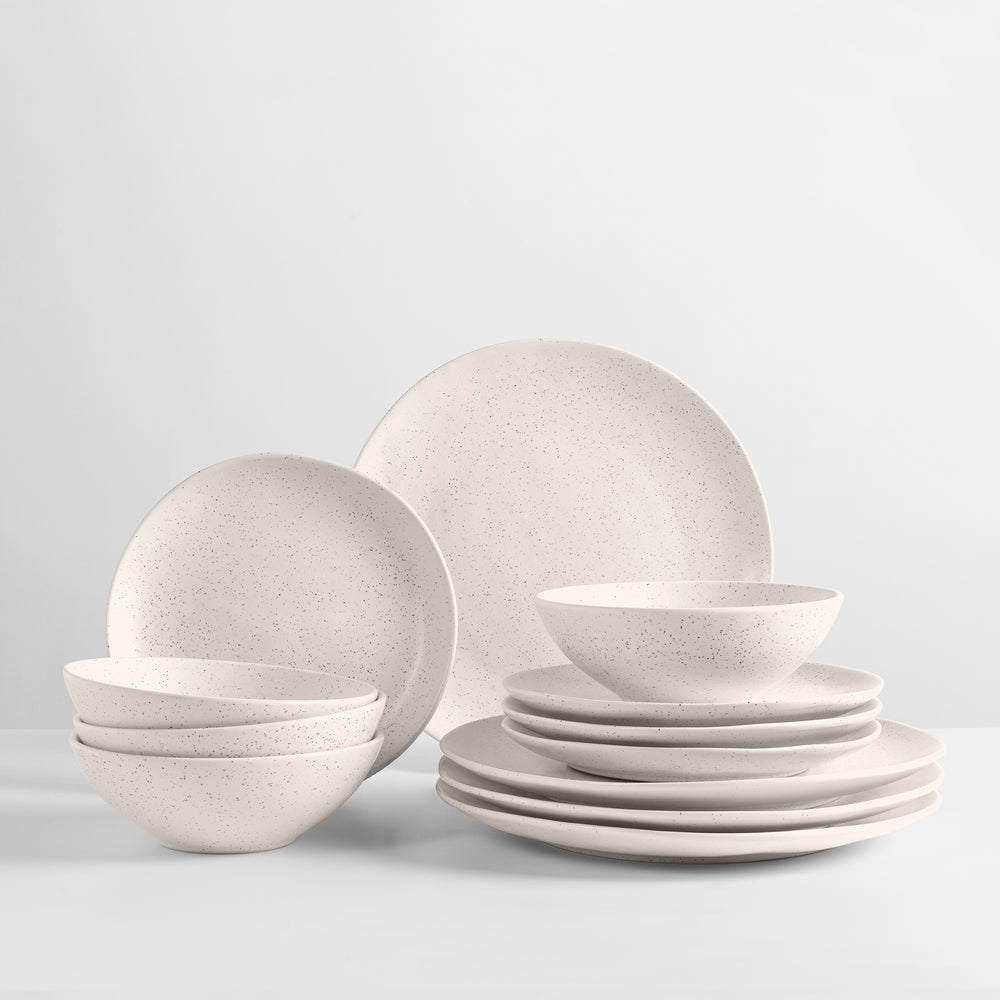 Broste Copenhagen Serviesset Nordic Vanilla 12-delig / 4 personen - 4 dinerborden, 4 ontbijtborden en 4 kommen