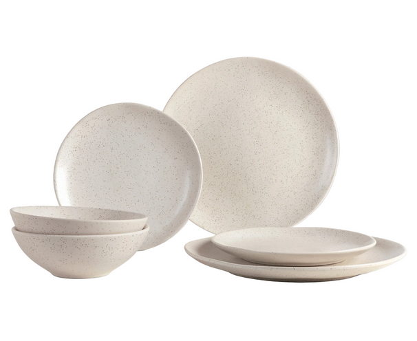 Broste Copenhagen Serviesset Nordic Vanilla 6-delig / 2 personen - 2 dinerborden, 2 ontbijtborden en 2 kommen