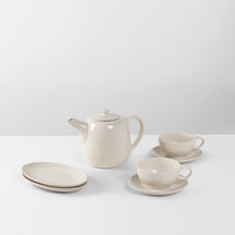 Broste Copenhagen Theeset Nordic Vanilla 7-delig / 2 personen - 1 theepot, 2 bordjes en 2 kop en schotels