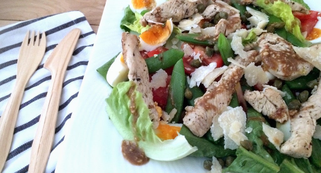 Frisse en eiwitrijke salade met sappige kalkoen en knapperige sugarsnaps