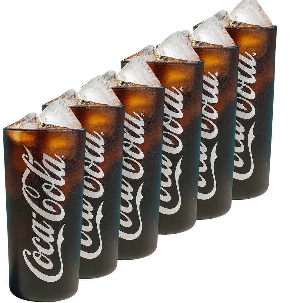 Coca Cola Glazen - Longdrinkglazen - Frisdrankglazen - Frozen - Zwart 270 ml - 6 Stuks