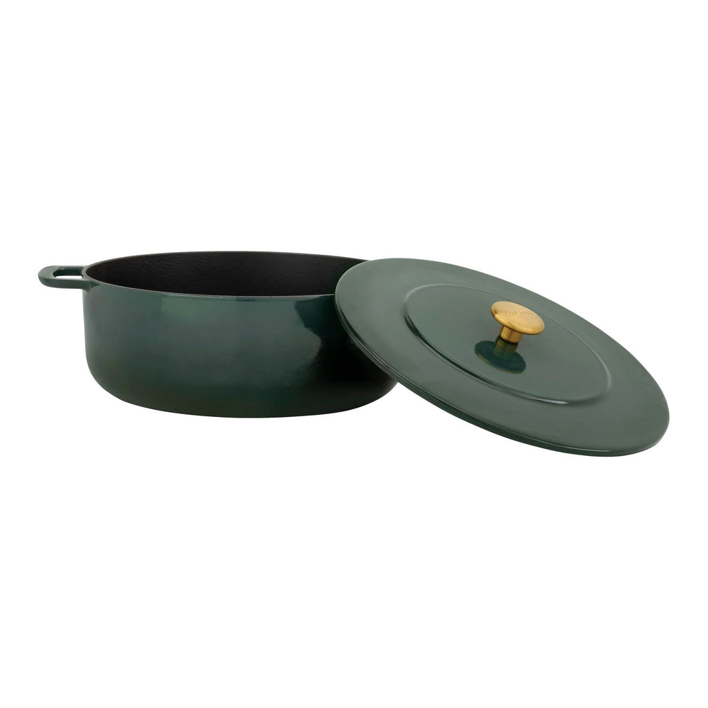 Combekk Braadpan met deksel Gietijzer Holly Green ø 28 cm / 5.3 Liter - open