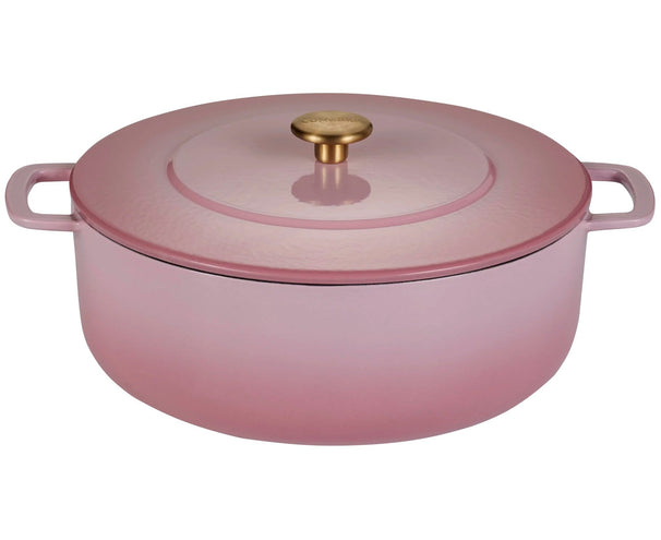 Combekk Braadpan met deksel Gietijzer Pink ø 28 cm / 5.3 Liter - geëmailleerde anti-aanbaklaag