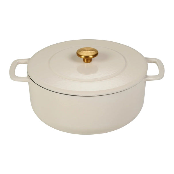 Combekk Braadpan met deksel Gietijzer Sand ø 24 cm / 3.8 Liter - geëmailleerde anti-aanbaklaag