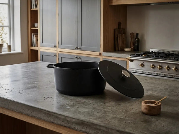 Combekk Braadpan met deksel Gietijzer Zwart ø 32 cm / 12 Liter - geëmailleerde anti-aanbaklaag