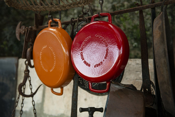 Combekk Koekenpan Skillet met 2 grepen Gietijzer Orange ø 24 cm - geëmailleerde anti-aanbaklaag
